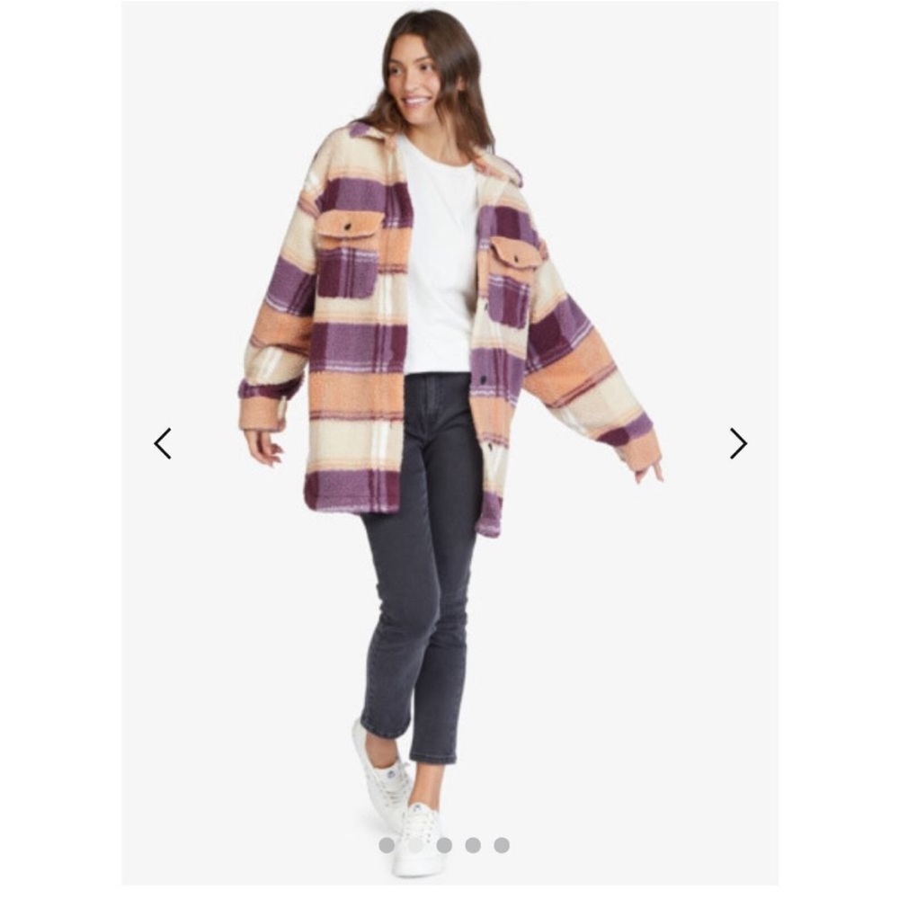 Roxy | NWT Over and Out Plaid Sherpa Shirt Jacket